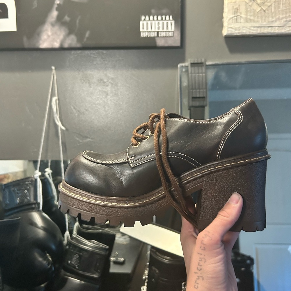 Brown Leather Men's Platform Shoes